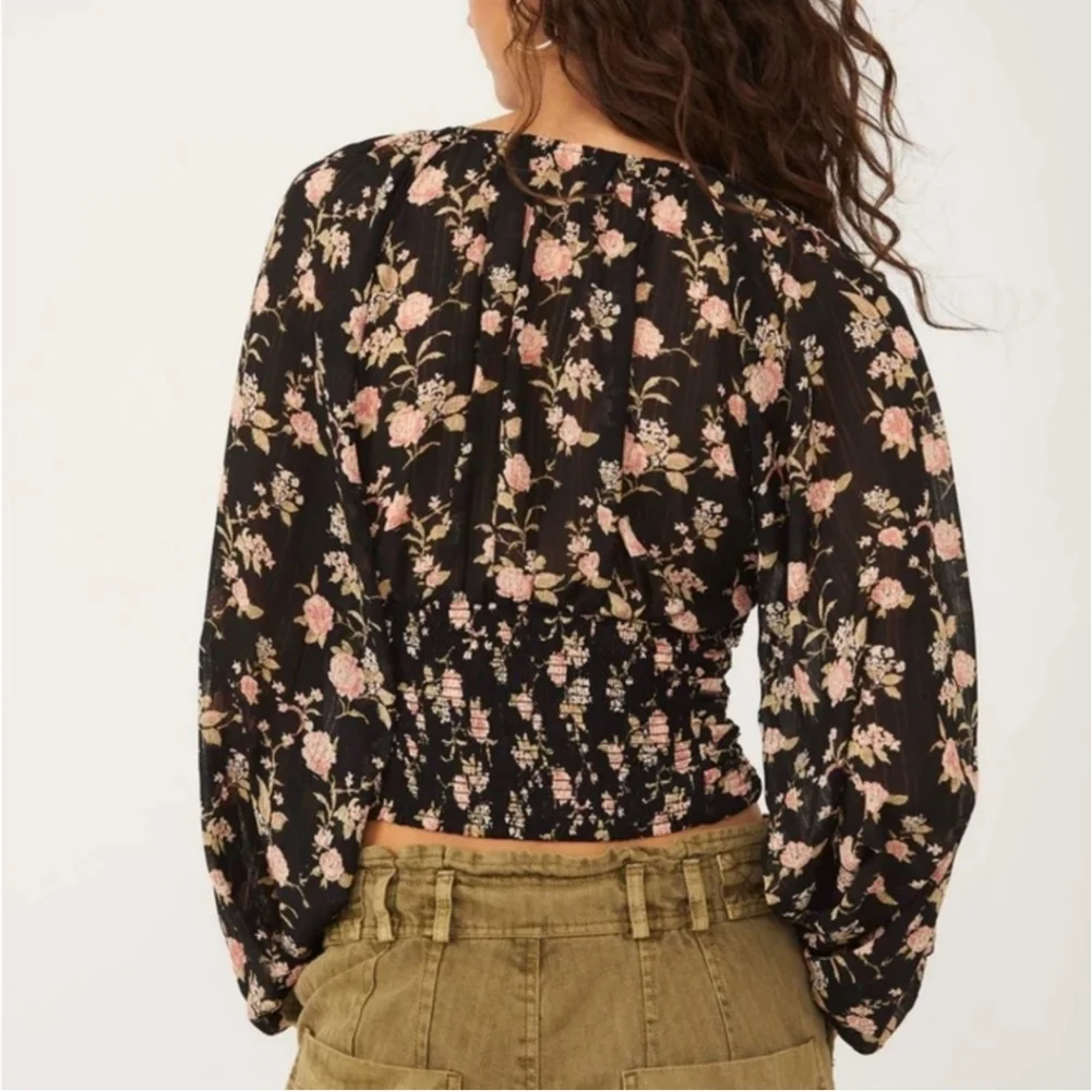 Free People New Final Rose Blouse lkng puff‎ sleeve sz Small NWT